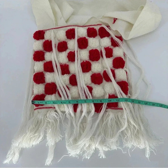 Wool handwoven Pom Pom satchel 13x13 - Picture 3 of 6